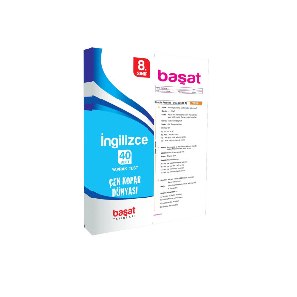 8. Sınıf İngilizce 40 Adet Yaprak Test Çek Kopar Dünyası