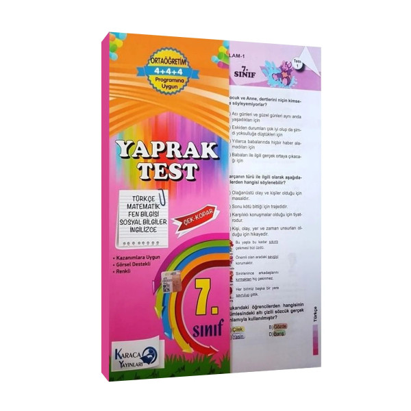 7. Sınıf Yaprak Test Çek Kopar Türkçe Matematik Fen Bilgisi Sosyal Bilgiler İngilizce