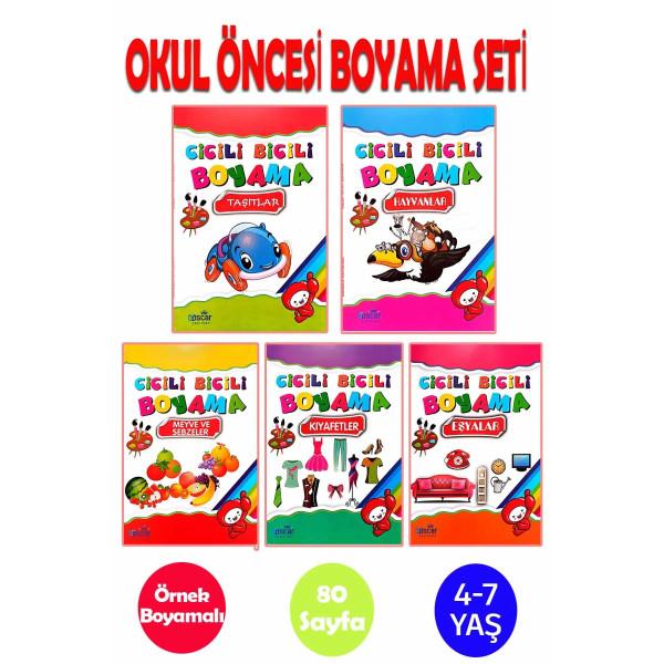 Cicili Bicili Boyama Seti Hayvanlar Taşıtlar Kıyafetler Meyve ve Sebzeler Eşyalar
