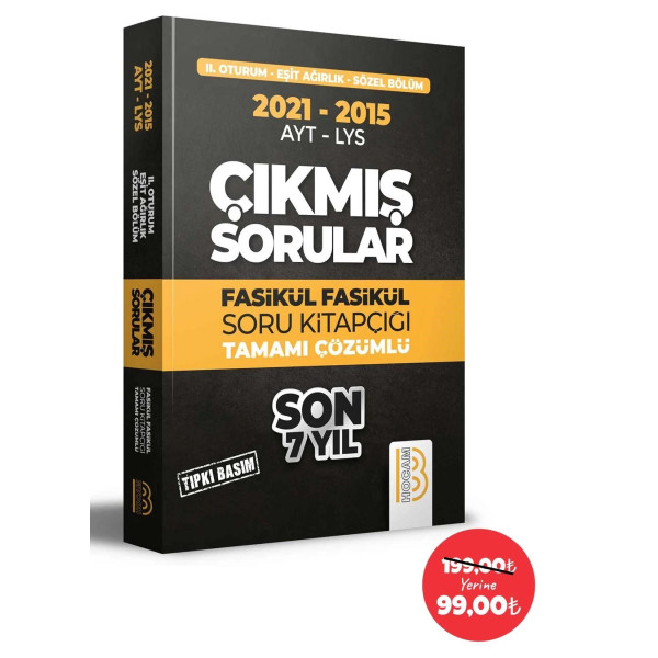 AYT LYS II. Oturum Eşit Ağırlık Sözel Bölüm Çıkmış Sorular Fasikül Fasikül Soru Kitapçığı Son 7 Yıl 2021 2015